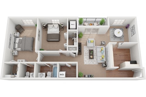 Floor plan for 2 beds, 1.5 baths, 1188 sqft